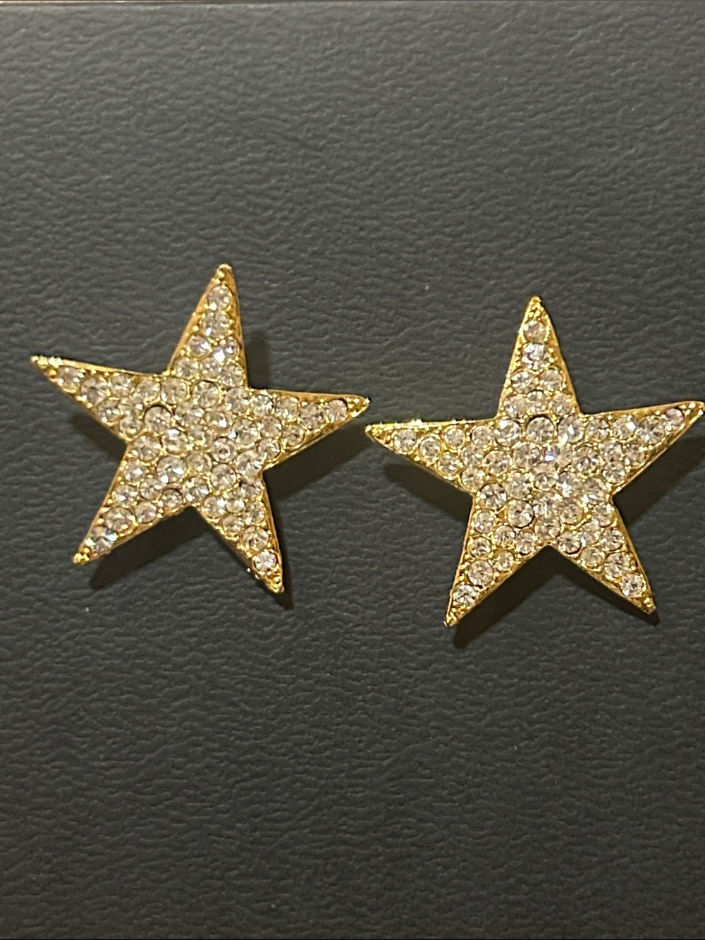 VTG COUTURE RUNWAY Gold Crystal Star Stud Earrings - Women's Jewelry CLIP ONS